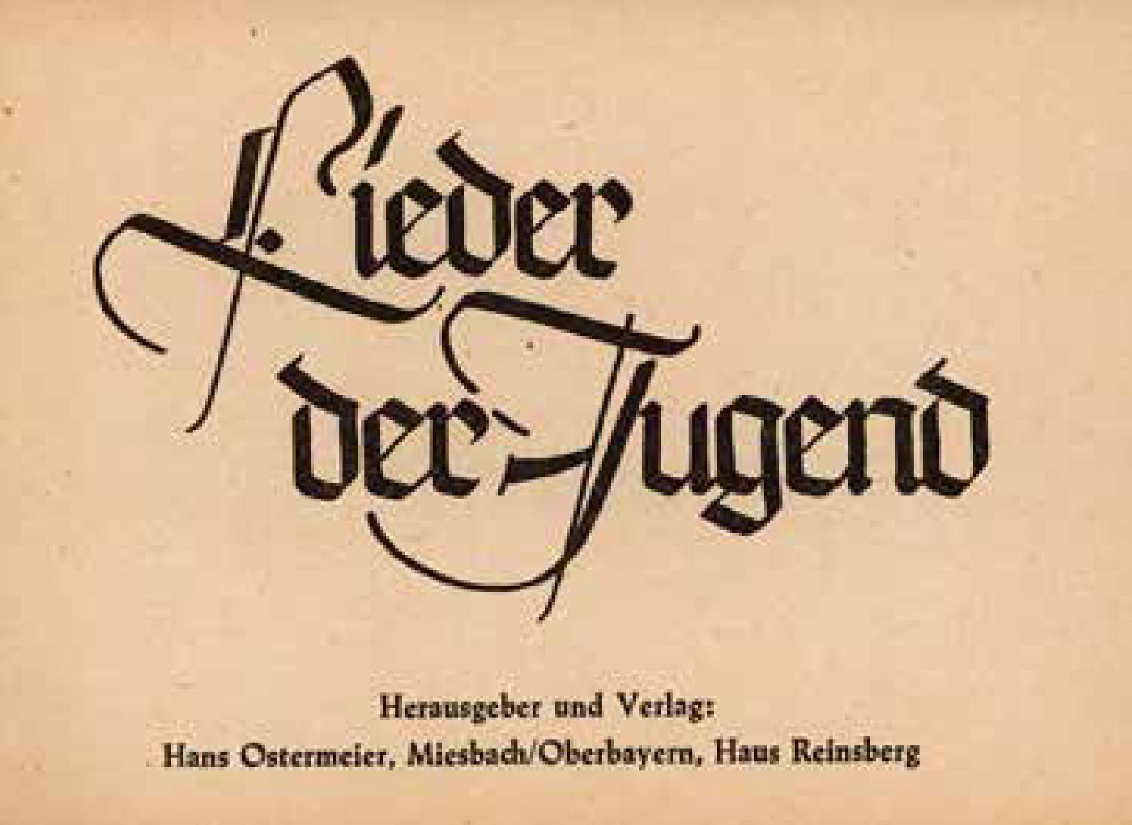 Titelblatt des Liederbuch für Jugendgruppen, in den 60er Jahren sehr beliebt. Druck durch die Firma Bommer
